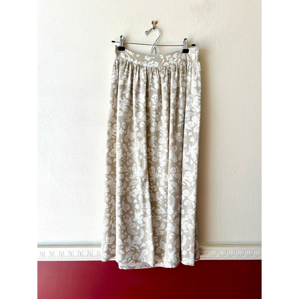 Gina Peters Vintage Floral Maxi Skirt Strapless Dress Beige White Rayon Medium - Picture 10 of 13